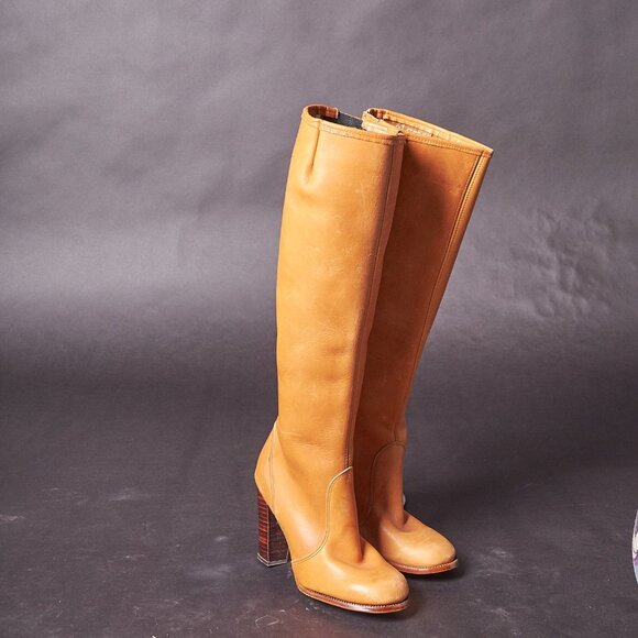1980s El Greco Buckskin Leather Tall Heeled Boots - Picture 5 of 10